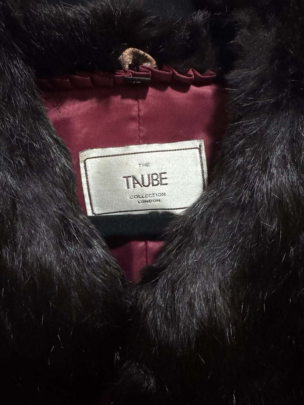 The Taube Collection London Genuine French Rabbit Fur Jacket Black/Burgundy - Picture 4 of 10